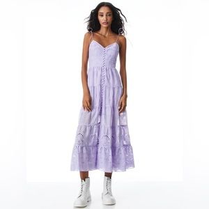 NWT Alice + Olivia Shanti Eyelet Embroidery Button Front Dress Lavender